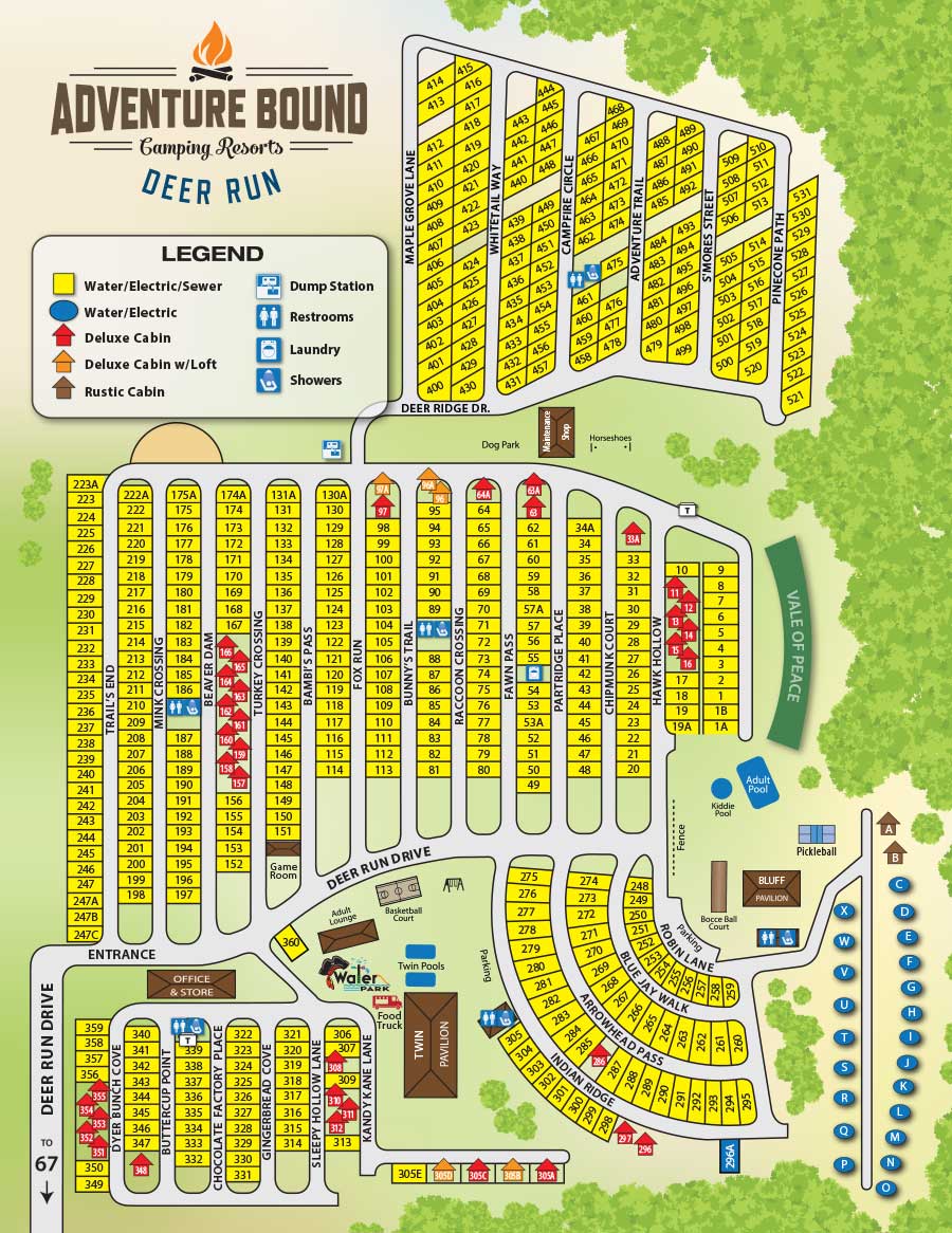 Adventure Bound Deer Run campground map