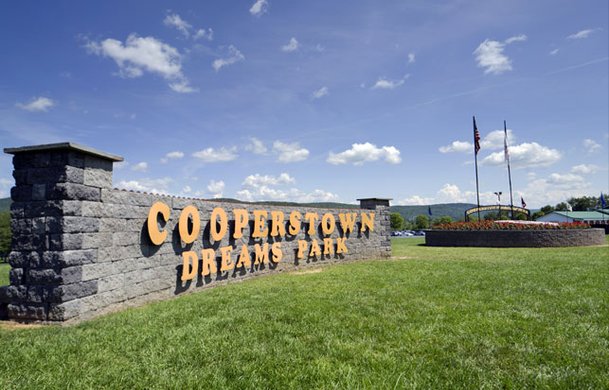 Cooperstown Dreams Park entrance sign in Milford NY